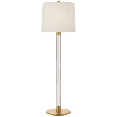 Riga Buffet Lamp in Crystal and Hand-Rubbed Antique Brass with Linen Shade