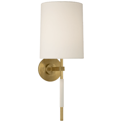 Clout Tail Sconce in Soft Brass with Linen Shade