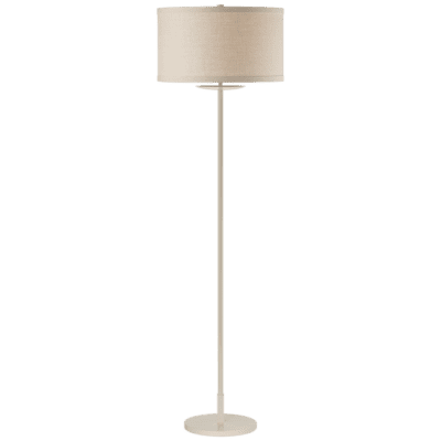 Walker Medium Floor Lamp in Light Cream with Natural Linen Shade