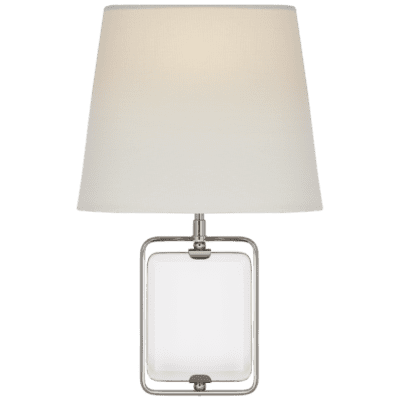 Henri Framed Jewel Sconce in Crystal and Polished Nickel with Linen Shade