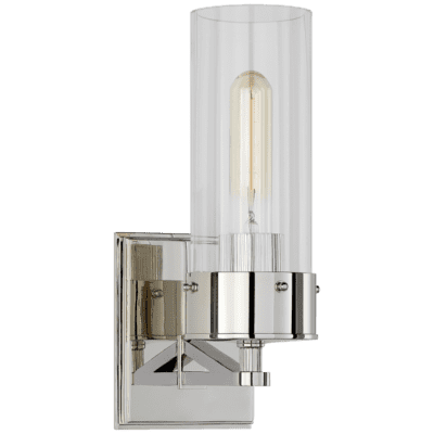 Marais Medium Bath Sconce in Polished Nickel with Clear Glass