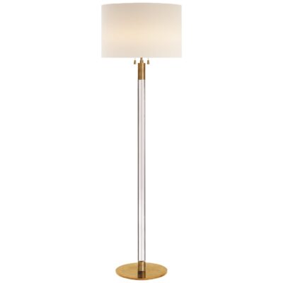 Riga Floor Lamp in Clear Glass and Polished Nickel with Linen Shade