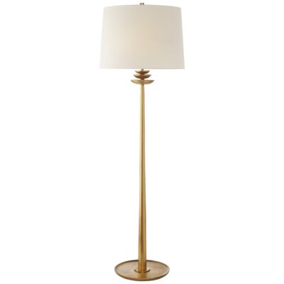 Beaumont Floor Lamp in Burnished Silver Leaf with Linen Shade