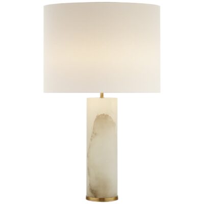 Lineham Table Lamp in Alabaster with Linen Shade