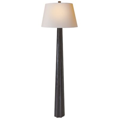 Fluted Spire Floor Lamp in Gilded Iron with Natural Paper Shade