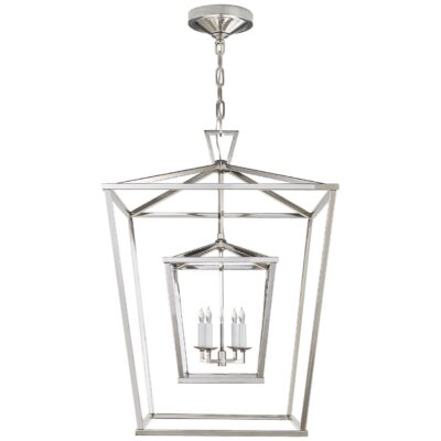 Darlana Large Double Cage Lantern in Polished Nickel