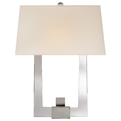 Edwin Double Arm Sconce in Crystal with Silk Shade