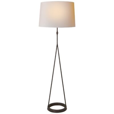 Dauphine Floor Lamp in Aged Iron with Natural Paper Shade