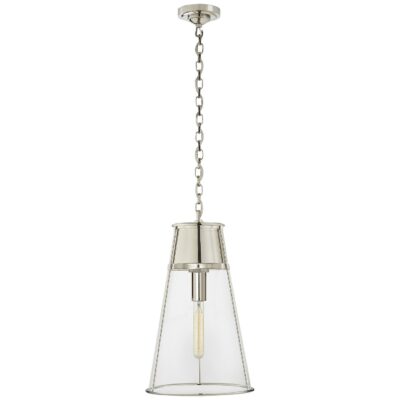 Robinson Large Pendant in Hand-Rubbed Antique Brass with Clear Glass